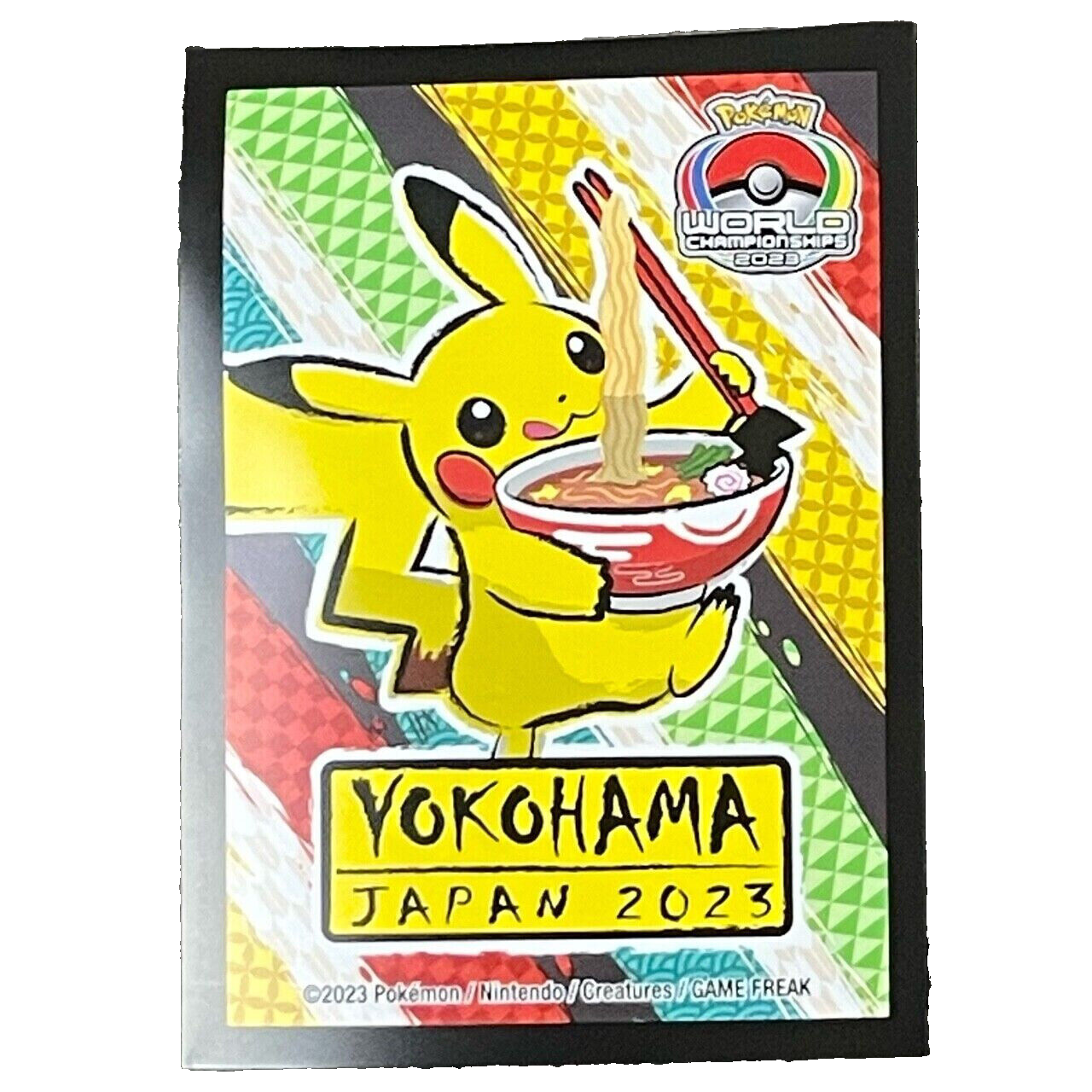 PokƩmon Trading Card Game Official Card Sleeves x64 - Yokohama World Championships 2023 - Pikachu Ramen