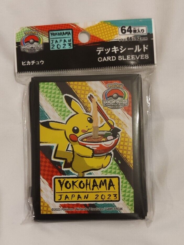 PokƩmon Trading Card Game Official Card Sleeves x64 - Yokohama World Championships 2023 - Pikachu Ramen
