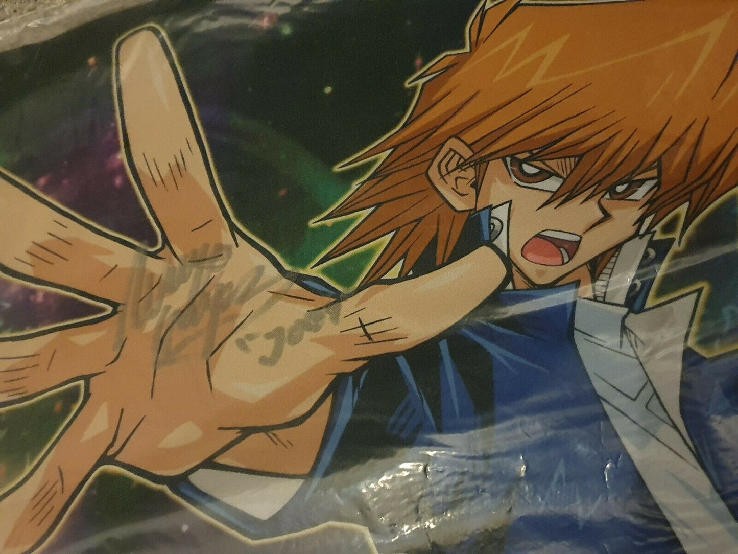 Yu-gi-oh Joey & Marik Exclusive MCM Playmat Signed By English Voice Actors - Wayne Grayson & Jonathan Todd Ross