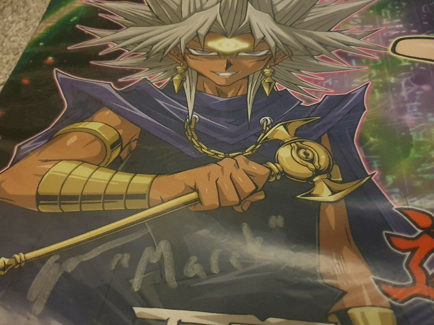 Yu-gi-oh Joey & Marik Exclusive MCM Playmat Signed By English Voice Actors - Wayne Grayson & Jonathan Todd Ross
