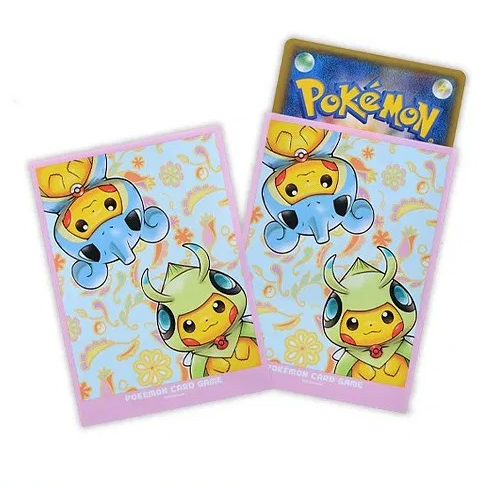 PokƩmon Center Trading Card Game Official Card Sleeves x64 - Singapore Poncho Pikachu Lapras & Celebi 1 Year Anniversary