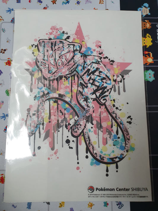 Pokémon Center Shibuya Exclusive Store Opening Artwork/Sticker A4 Size - Mew (Graffiti)