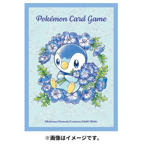 Pokémon Center Trading Card Game Official Card Sleeves x64 - Piplup with Flowers