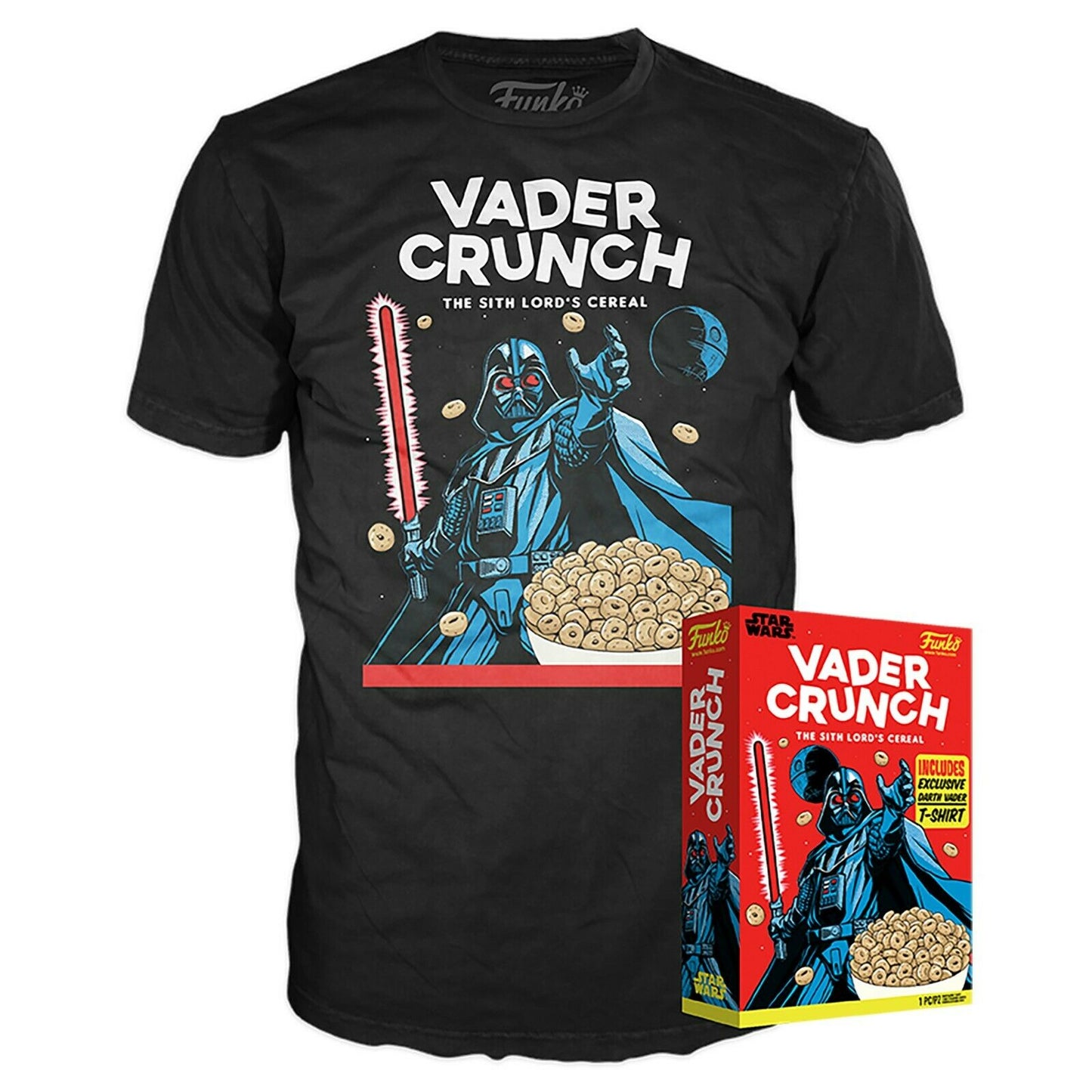 Vader Crunch MCM Exclusive Sticker Cereal Box & TEE Funko - Size Small