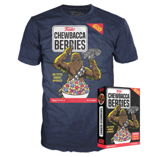 Chewbacca Berries MCM Exclusive Sticker Cereal Box & TEE Funko - Size Small